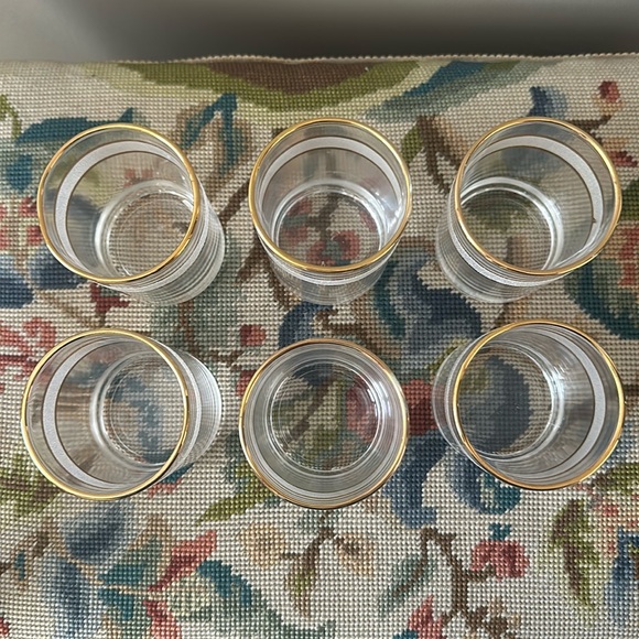 SET OF 6 Vintage MCM -gold rim -pebble frosted -low ball whisky glasses - Picture 3 of 6